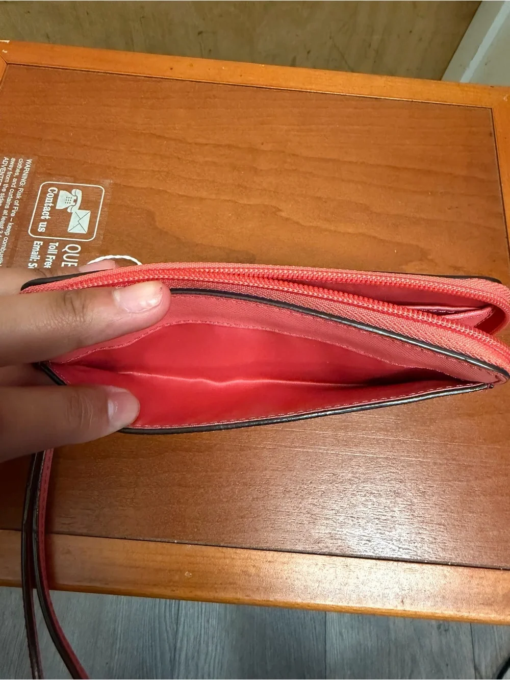 Coach Coral Pebbled Leather Zip Around Wristlet Wallet - Wristlet Clutch